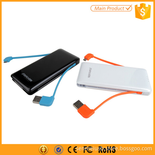 Ultrathin Build-in Cable Usb Power Bank 6000mAh External Battery for Samsung Galaxy S3